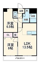 アヴェニューみわ 2LDKの間取図画像