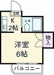 グラシィオ中久世 1階1Kの間取り