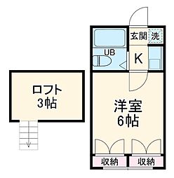 メゾン中和泉 1階1Kの間取り