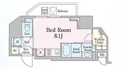レジディア笹塚III 10階ワンルームの間取り