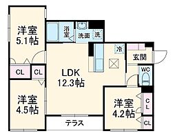セレスティア西瑞江 3階3LDKの間取り