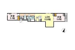 セレスティア西瑞江 3階2LDKの間取り