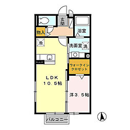 ボナールパークA 1LDKの間取図画像