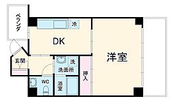 ピュアコート五条 15階1DKの間取り