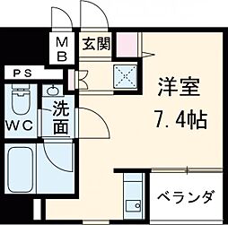 フォレシア町田 5階ワンルームの間取り