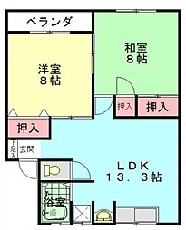 峰栄ハイム 2LDKの間取図画像