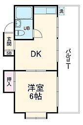 井上産業ビル 3階1DKの間取り