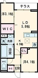 京成本線 お花茶屋駅 徒歩17分の賃貸アパート 1階2LDKの間取り