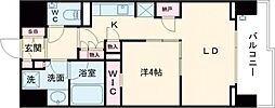 パークスフイア牛込神楽坂 1LDKの間取図画像