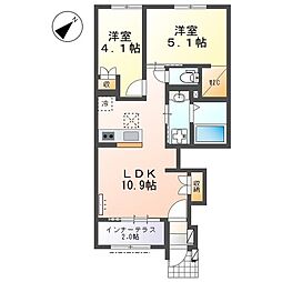 クレリア 1階2LDKの間取り