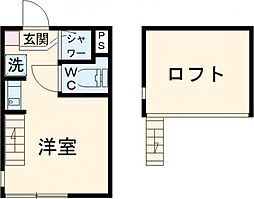 東武東上線 上板橋駅 徒歩7分の賃貸アパート 2階ワンルームの間取り