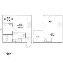 プリマ八王子壱番館 2階ワンルームの間取り