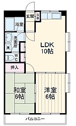 アシエ江木 3階2LDKの間取り