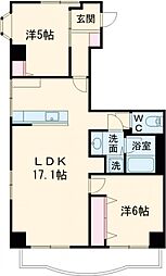 SOCIETY中野富士見町 5階2LDKの間取り