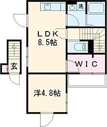 カレントカジマヤ 2階1LDKの間取り
