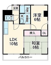 メゾン見晴台 4階2LDKの間取り