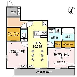 JR高崎線 高崎駅 徒歩10分の賃貸アパート 2階2LDKの間取り