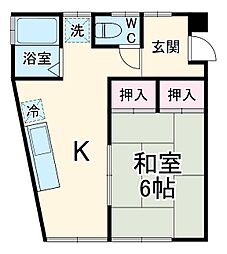 第8野本ビル上矢部 2階1DKの間取り