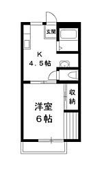 プチメゾン 1Kの間取図画像