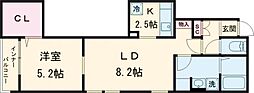 サン・シャトン 2階1LDKの間取り