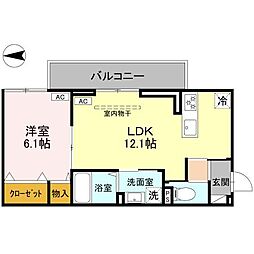 D-ROOM文京町3丁目 1階1LDKの間取り