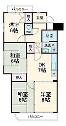 レジオン香流 3階3LDKの間取り