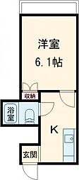 飛田給ハイム 3階1Kの間取り