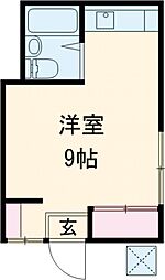 木村コーポ 2階ワンルームの間取り