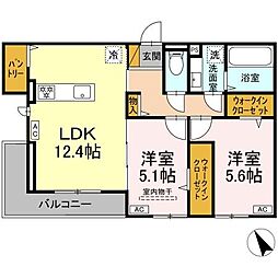 yamaju 3階2LDKの間取り