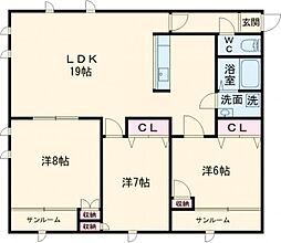 アーバンスペース 5階3LDKの間取り