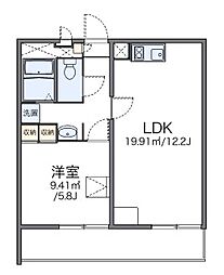 レオパレス多摩川 301 3階1LDKの間取り