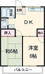 モリハイツ 2階2DKの間取り