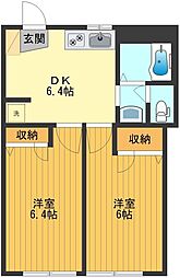 サニーハイム 2DKの間取図画像