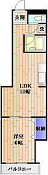 荒井ビル 2階1LDKの間取り