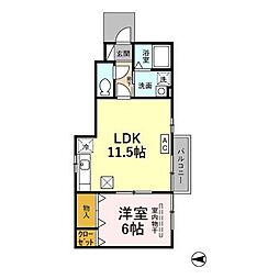 ドルチェ 1階1LDKの間取り