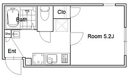 グレースコート町屋 3階1Kの間取り