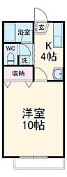 サンマリーC 2階1Kの間取り