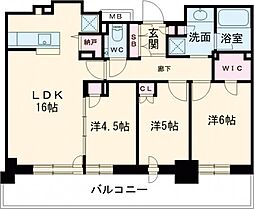 プラウドタワー平井 27階3LDKの間取り
