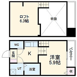 アルバーノ鶴舞Ｒｉｃｃｏ 2階1Kの間取り