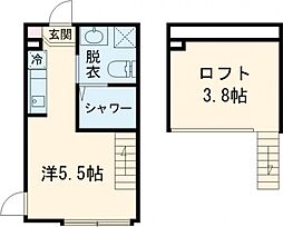 ハーモニーテラス蓮根IV 1階ワンルームの間取り