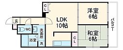 Uresidence二条城 3階2LDKの間取り