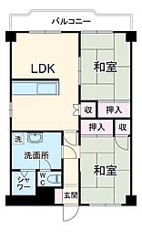 レジデンスイシハン 4階2LDKの間取り