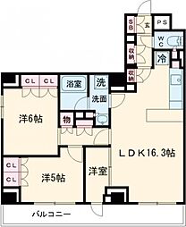 プレディアコート西葛西 6階2LDKの間取り