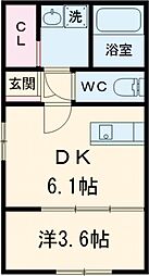 Baum Ojima 3階1DKの間取り