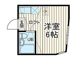 ユナイト上中里キャラガー 1階ワンルームの間取り