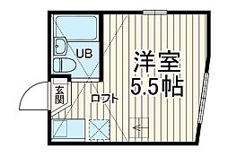 ユナイト上中里キャラガー 2階ワンルームの間取り