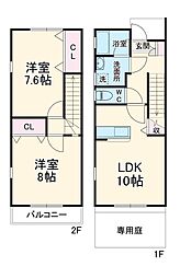 レインボー滝の水 1階2LDKの間取り
