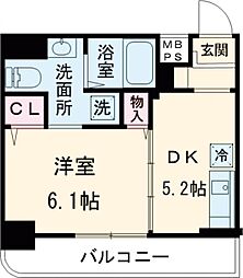 リーノ新宿若松町 4階1DKの間取り