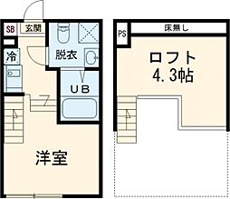 ハーモニーテラス東伊興III 1階ワンルームの間取り