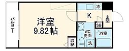 Gladvis二条式部 4階1Kの間取り